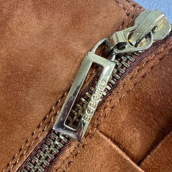 BCBGirls Inkie’s Brown Suede Fringe Roper Style Ankle Boots Side Zip Round Toe - Picture 5 of 14